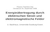 Physics Teachers Day Osnabrück 25. September 2008 Energieübertragung durch elektrischen Strom und elektromagnetische Felder U. Backhaus, Universität Duisburg-Essen.