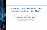 Chancen und Risiken von Kommunikation im Chat Referat von Jan Bruder und Christina Geller Chancen und Risiken der Kommunikation im Chat Seminar: Neuere.