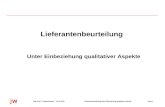 Seite 123.01.2001Dipl.-Ing. A. KutschenbauerLieferantenbeurteilung unter Einbeziehung qualitativer Aspekte jw Lieferantenbeurteilung Unter Einbeziehung.