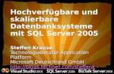 Hochverfügbare und skalierbare Datenbanksysteme mit SQL Server 2005 Steffen Krause Technologieberater Application Platform Microsoft Deutschland GmbH .