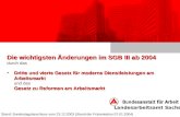 Landesarbeitsamt Sachsen Stand: Bundestagsbeschluss vom 23.12.2003 (Stand der Präsentation 07.01.2004) Die wichtigsten Änderungen im SGB III ab 2004 Die.