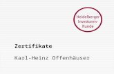 Zertifikate Karl-Heinz Offenhäuser. Zertifikate Überblick Discount Abschlag zu Basiswert und Begrenzung der Gewinne Fester Rückzahlkurs, wenn Absicherungsniveau.