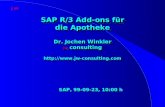 SAP R/3 Add-ons für die Apotheke Dr. Jochen Winkler jw consulting  SAP, 99-09-23, 10:00 h SAP, 99-09-23, 10:00 h.