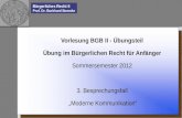 Bürgerliches Recht II Prof. Dr. Burkhard Boemke Vorlesung BGB II - Übungsteil Übung im Bürgerlichen Recht für Anfänger Sommersemester 2012 3. Besprechungsfall.