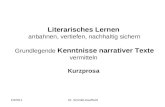 10/2011Dr. Schmitt-Kaufhold Literarisches Lernen anbahnen, vertiefen, nachhaltig sichern Grundlegende Kenntnisse narrativer Texte vermitteln Kurzprosa.