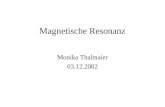 Magnetische Resonanz Monika Thalmaier 03.12.2002.