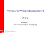 Universität Hamburg Institut für Recht der Wirtschaft Vorlesung Wirtschaftsprivatrecht Übung Einheit 1: Willenserklärungen, Auslegung.