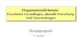 Organometallchemie : Erweiterte Grundlagen, aktuelle Forschung und Anwendungen Hauptgruppen 9. Stunde.