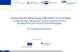 FOLIE 1 Authentische Erfassung informeller Lernerfolge im Oldenburger Modell der Anrechnung beruflicher Kompetenzen auf Hochschulstudiengägen Dr. Wolfgang.