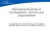 Managing Diversity in Kindergarten, Schule und Jugendarbeit Vorgestellt von: Annika Froese, Christopher Brieden, Merle Conrads und Melanie Raschig.