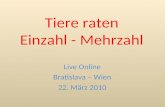 Tiere raten Einzahl - Mehrzahl Live Online Bratislava – Wien 22. März 2010.