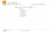 Elastische Federn Roloff/Matek Maschinenelemente Johann Lodewyks1 Was ist eine Feder ? Beispiele –Vogelfeder –Schreibfeder –Maschinenfeder –Luftfeder –Nut.