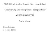 SGB II Regionalkonferenz Sachsen-Anhalt Aktivierung und Integration- best practice Werkakademie Dick Vink Magdeburg, 6. März 2013.