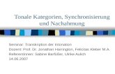 Tonale Kategorien, Synchronisierung und Nachahmung Seminar: Transkription der Intonation Dozent: Prof. Dr. Jonathan Harrington, Felicitas Kleber M.A. Referentinnen: