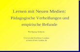 Lernen mit Neuen Medien: Pädagogische Verheißungen und empirische Befunde Wolfgang Schnotz Universität Koblenz-Landau schnotz@uni-landau.de.