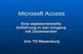 Microsoft Access Eine objektorientierte Einführung in den Umgang mit Datenbanken Von Till Meyenburg.
