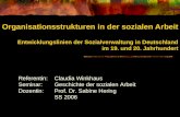 Organisationsstrukturen in der sozialen Arbeit Entwicklungslinien der Sozialverwaltung in Deutschland im 19. und 20. Jahrhundert Referentin:Claudia Winkhaus.