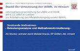 WRRL Hessen - Projekt Maßnahmenprogramm und Bewirtschaftungsplan Stand der Umsetzung der WRRL in Hessen Informationsveranstaltung für UWB und OWB am 5.12.2007.