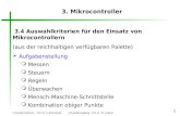Universität Karlsruhe - Prof. Dr. U. Brinkschulte Universität Augsburg - Prof. Dr. Th. Ungerer 1 3. Mikrocontroller 3.4 Auswahlkriterien für den Einsatz.