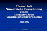 Hausarbeit Numerische Berechnung eines instationären Wärmeleitungsproblems Marcel Reißig Thomas Münch Numerische Modellierung von Strömungs- und Transportprozessen,