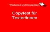 Werbetext und Konzeption Copytest für Texter/innen.