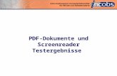 0 PDF-Dokumente und Screenreader Testergebnisse. 1 Referierende Carsten Albrecht INCOBS-Testdurchführung Heike Clauss INCOBS-Projektkoordination.