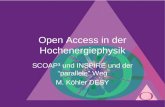 Open Access in der Hochenergiephysik SCOAP³ und INSPIRE und der parallele Weg M. Köhler DESY.