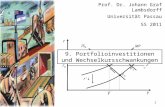 255 r Y r0r0 P0P0 IS 0 MP PmPm Z + – r' PxPx Y Prof. Dr. Johann Graf Lambsdorff Universität Passau SS 2011 9. Portfolioinvestitionen und Wechselkursschwankungen.