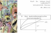 Makroökonomik WS 2011/2012, Prof. Dr. J. Graf Lambsdorff Folie 270 Prof. Dr. Johann Graf Lambsdorff Universität Passau WS 2011/12 f(k) k y, s. y s. f(k)
