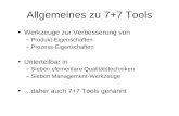 Allgemeines zu 7+7 Tools Werkzeuge zur Verbesserung von –Produkt-Eigenschaften –Prozess-Eigenschaften Unterteilbar in –Sieben elementare Qualitätstechniken.