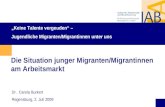 1 Die Situation junger Migranten/Migrantinnen am Arbeitsmarkt Dr. Carola Burkert Regensburg, 2. Juli 2009 Keine Talente vergeuden – Jugendliche Migranten/Migrantinnen.