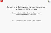Gewalt und Delinquenz junger Menschen in Bremen 2008 – 2010 Zwischenbericht über Ziele, Methoden und erste deskriptive Ergebnisse Prof. Dr. Peter Wetzels.