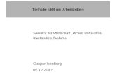 Teilhabe sbM am Arbeitsleben Senator für Wirtschaft, Arbeit und Häfen Bestandsaufnahme Caspar Isenberg 05.12.2012.
