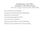 Einführung in die BWL: Qualitative Marktforschung Prof. Dr. Jürgen Schwark WS 2005/2006 Zum Anfang: ein Beispiel Kategorien, Methodologie, Methodik Qualitative.