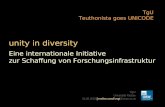 Unity in diversity TgU Teuthonista goes UNICODE TgU Universität Passau 04.06.2010 | eveline.wandl-vogt@oeaw.ac.at Eine internationale Initiative zur Schaffung.