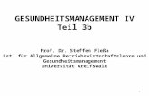GESUNDHEITSMANAGEMENT IV Teil 3b Prof. Dr. Steffen Fleßa Lst. für Allgemeine Betriebswirtschaftslehre und Gesundheitsmanagement Universität Greifswald.