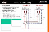 Unerlaubte Parallelschaltung von 230V-Wechselstrom- Storenantriebe Parallelschaltung Vorgang bei einem Fahrbefehl: (Gemäss Beispiel): z. Bsp. Balkontüre.