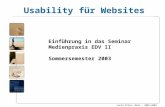 Lucie Prinz, Bonn - 2002,2003 Usability für Websites Einführung in das Seminar Medienpraxis EDV II Sommersemester 2003.