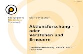 Elgrid Messner Aktionsforschung – oder Verstehen und Erneuern Theorie-Praxis-Dialog, BMUKK, NET 1, 19/05/2008 E. Messner.