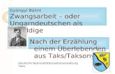Gyöngyi Bálint Zwangsarbeit – oder Ungarndeutschen als Schuldige Nach der Erzählung einem Überlebenden aus Taks/Taksony Deutsche Nationalitätenselbstverwaltung.