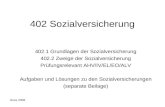Hess 2008 402 Sozialversicherung 402.1 Grundlagen der Sozialversicherung 402.2 Zweige der Sozialversicherung Prüfungsrelevant AHV/IV/EL/EO/ALV Aufgaben.