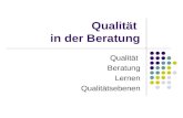 Qualität in der Beratung Qualität Beratung Lernen Qualitätsebenen.