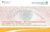Unternehmen Region – die Innovationsinitiative des BMBF für die Neuen Länder MinR Hans-Peter Hiepe, RL 114, Bundesministerium für Bildung und Forschung.