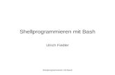 Shellprogrammieren mit Bash Ulrich Fiedler. Shellprogrammieren mit Bash Inhaltsverzeichnis Einführung (15 min) Shell Typen Einführung in die Shell-Programmierung.