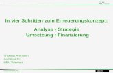 Energie-Apéro 2009, Bern Thomas Ammann, dipl. Arch. FH In vier Schritten zum Erneuerungskonzept: Analyse Strategie Umsetzung Finanzierung Thomas Ammann.