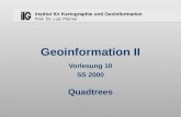 Institut für Kartographie und Geoinformation Prof. Dr. Lutz Plümer Geoinformation II Vorlesung 10 SS 2000 Quadtrees.