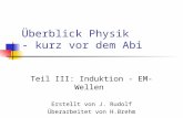 Überblick Physik - kurz vor dem Abi Teil III: Induktion - EM-Wellen Erstellt von J. Rudolf Überarbeitet von H.Brehm.