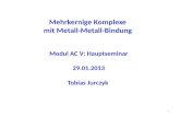 Mehrkernige Komplexe mit Metall-Metall-Bindung 1 Modul AC V: Hauptseminar 29.01.2013 Tobias Jurczyk.