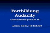 Fortbildung Audacity Audiobearbeitung mit dem PC Andreas Glöckl, MiB Eichstätt.
