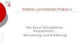 © Mildenberger Verlag Mathe-Lernstands-Paket 1 Die Excel-Schuljahres- Klassenliste – Benutzung und Erklärung.